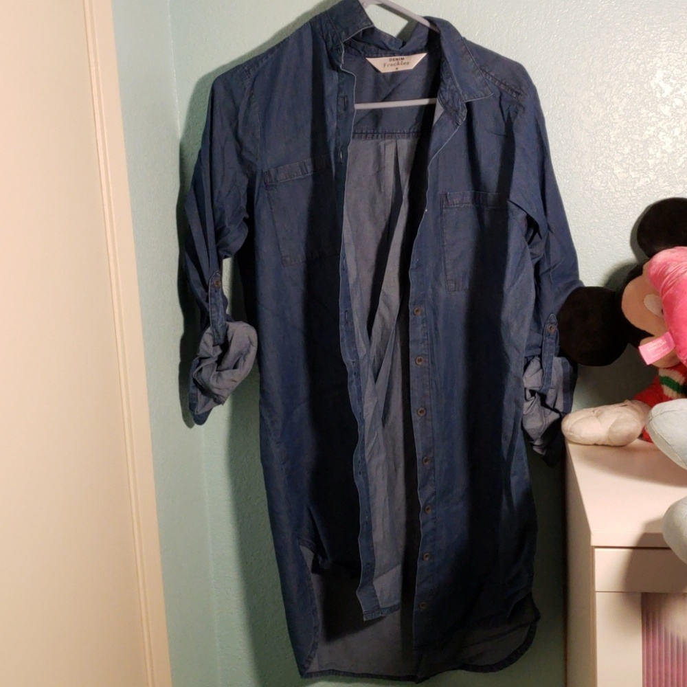 Oversized denim button up shirt